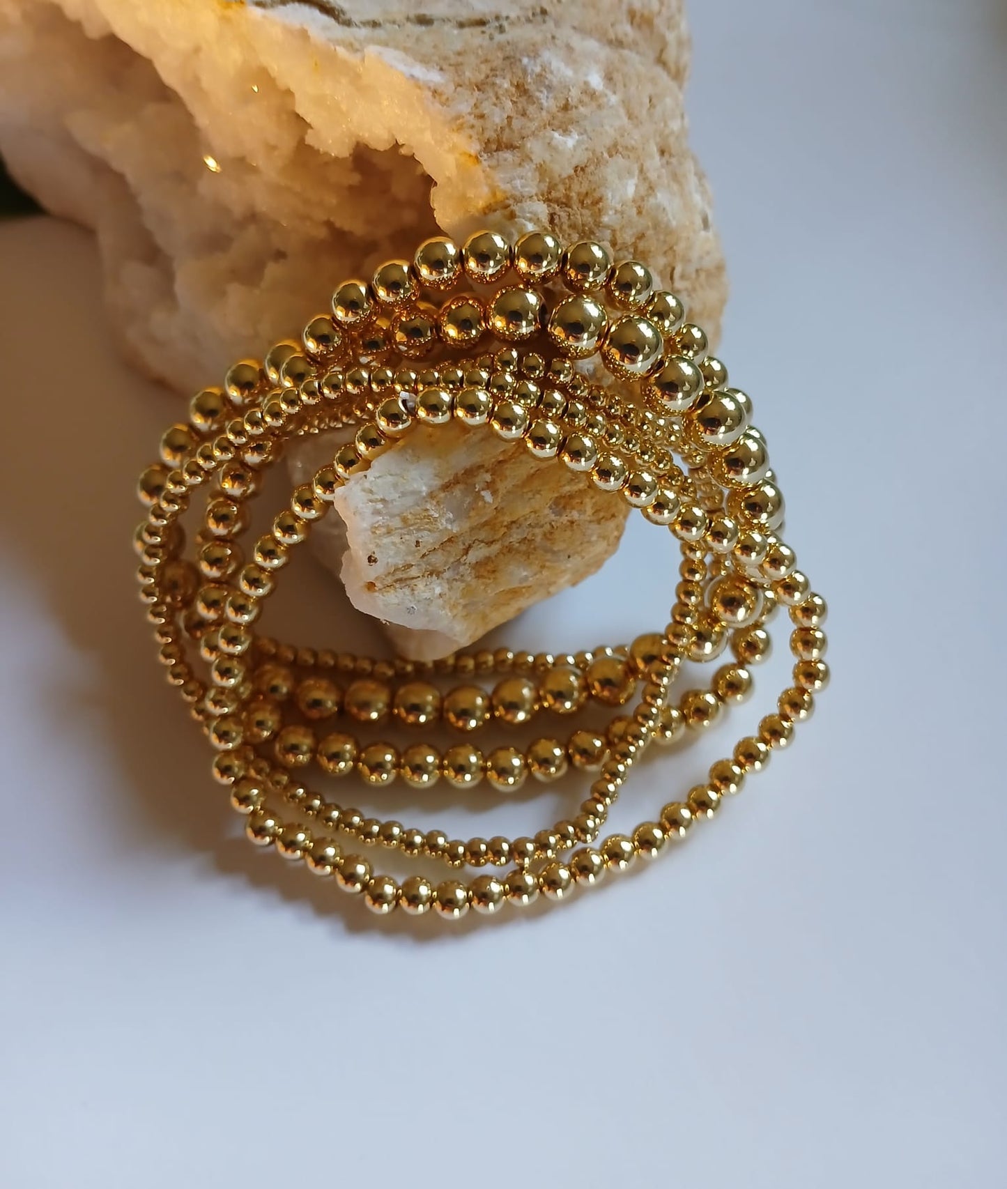 Gold Bead Bracelet Set