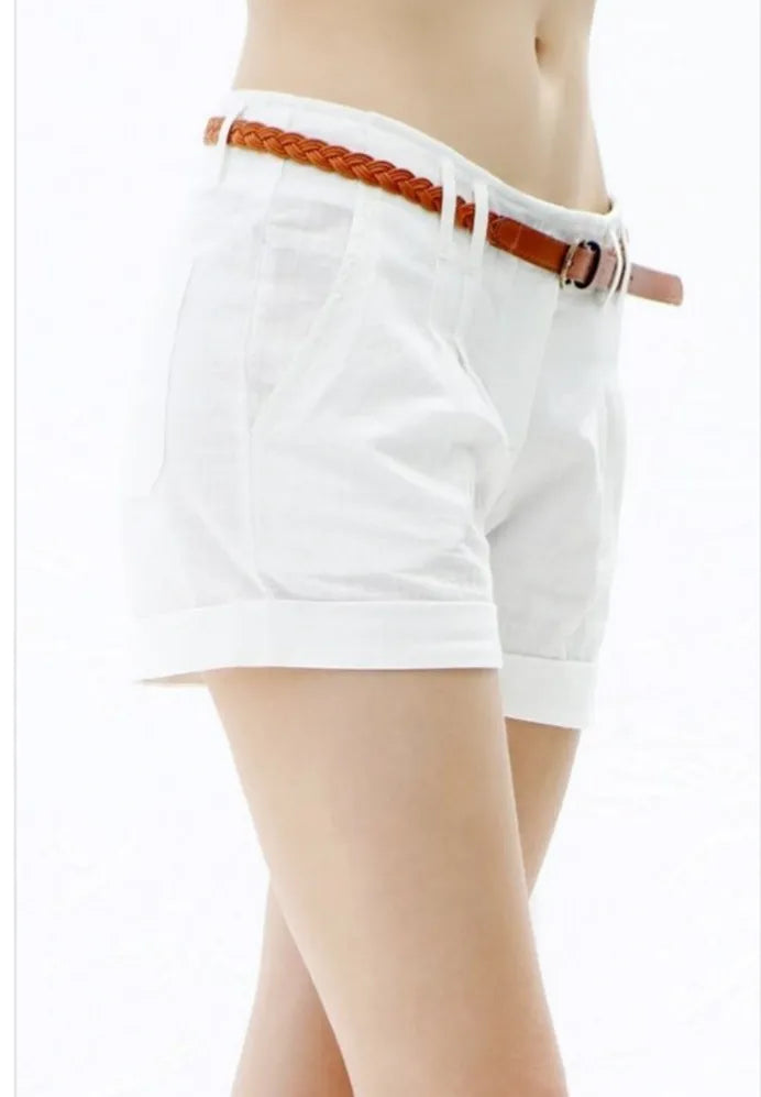 Linen shorts for women featuring side pockets and a twist belt design for added style and functionality. These lightweight short shorts are perfect for casual summer and beachwear, offering breathable fabric that keeps you cool and comfortable in warm weather. Designed for a relaxed fit, they combine practicality and fashion, making them an ideal choice for everyday wear, vacations, or outdoor activities during sunny days.