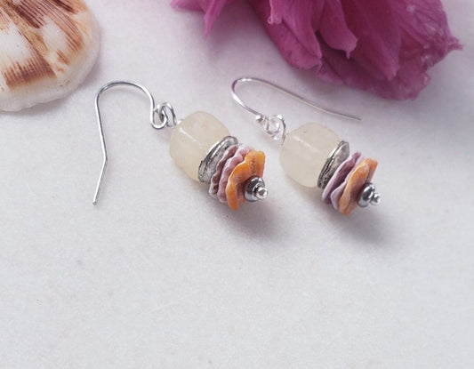 Yellow Minimalist Morganite Earrings featuring 8mm pectin scallop shell design set in sterling silver, perfect for women who love delicate summer jewelry. These dainty earrings add a soft pop of color and elegant charm to any outfit, ideal for casual wear or special occasions. Lightweight and stylish, they make a thoughtful gift for birthdays, anniversaries, or seasonal celebrations. A beautiful blend of natural inspiration and minimalist fashion.