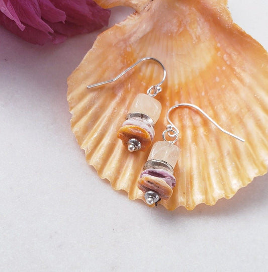 Yellow Minimalist Morganite Earrings featuring 8mm pectin scallop shell design set in sterling silver, perfect for women who love delicate summer jewelry. These dainty earrings add a soft pop of color and elegant charm to any outfit, ideal for casual wear or special occasions. Lightweight and stylish, they make a thoughtful gift for birthdays, anniversaries, or seasonal celebrations. A beautiful blend of natural inspiration and minimalist fashion.