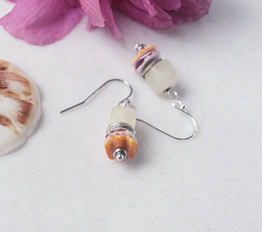 Yellow Minimalist Morganite Earrings featuring 8mm pectin scallop shell design set in sterling silver, perfect for women who love delicate summer jewelry. These dainty earrings add a soft pop of color and elegant charm to any outfit, ideal for casual wear or special occasions. Lightweight and stylish, they make a thoughtful gift for birthdays, anniversaries, or seasonal celebrations. A beautiful blend of natural inspiration and minimalist fashion.